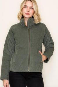 Corduroy Jacket-Olive