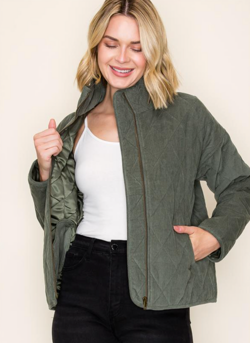 Corduroy Jacket-Olive