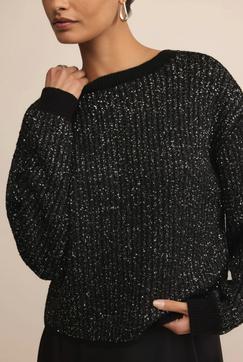 Gleam Sequin Sweater-Black