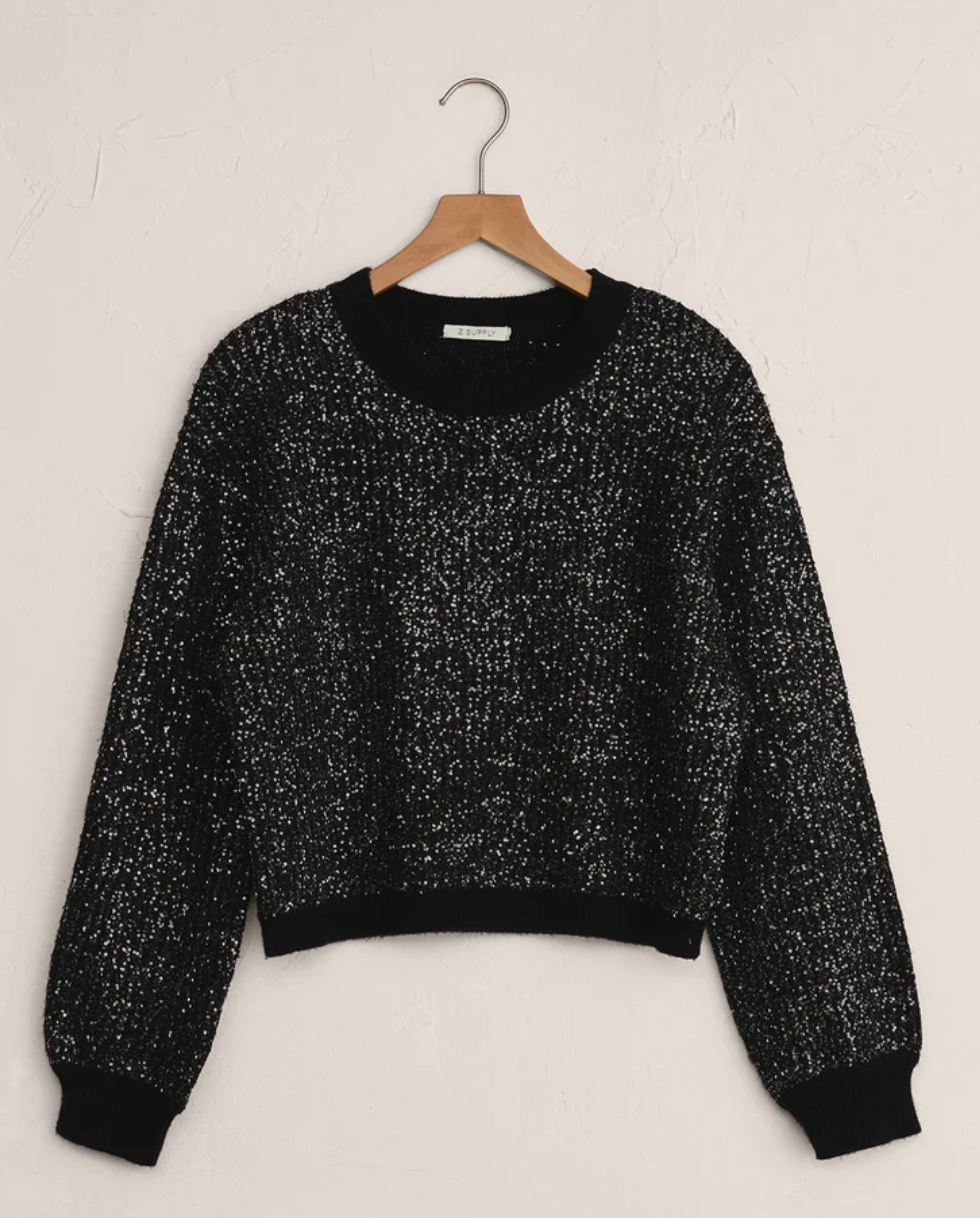 Gleam Sequin Sweater-Black