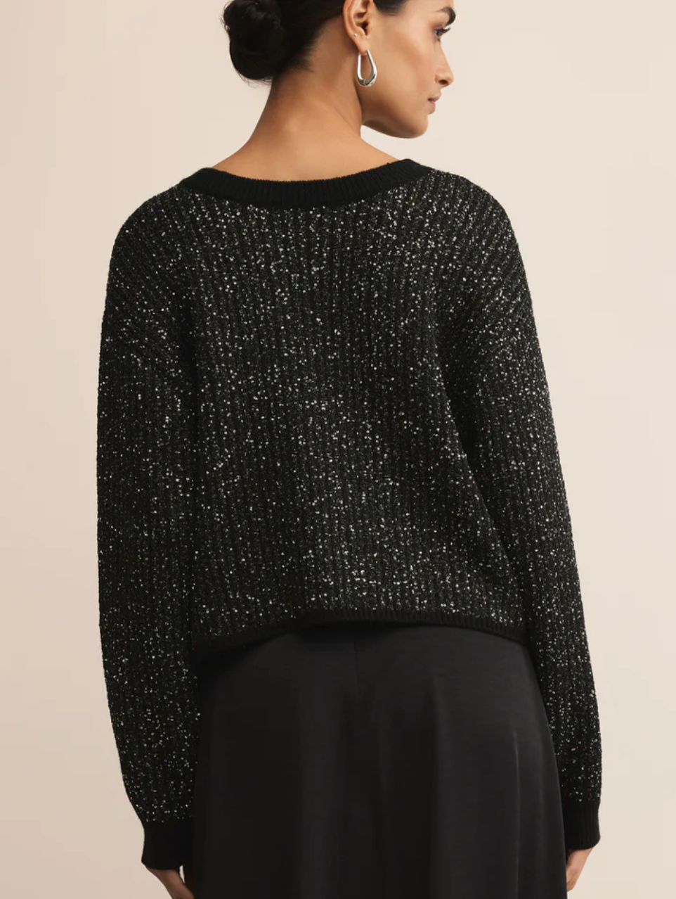 Gleam Sequin Sweater-Black