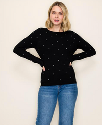 Rhinestone Embellished Sweater-Black