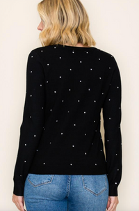 Rhinestone Embellished Sweater-Black