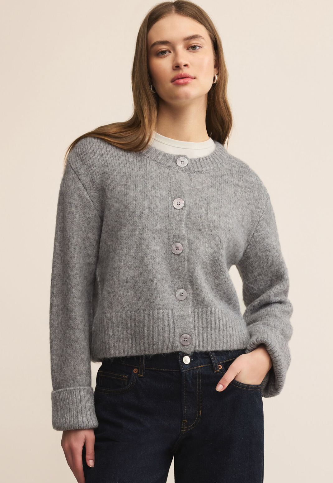 Breen Cardigan-Classic Grey