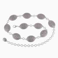 Tooled Oval Concho Chain Belt