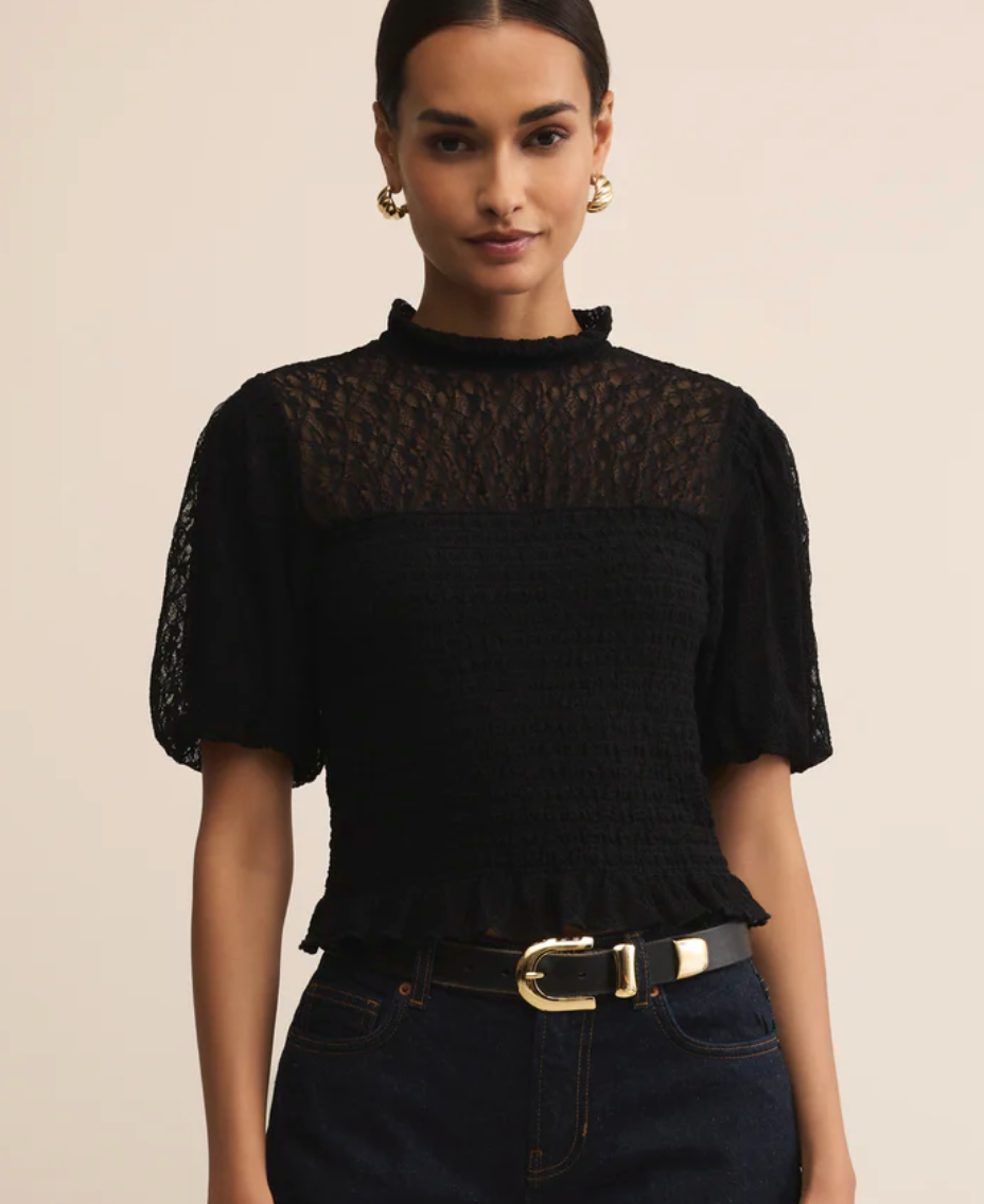 Glimpse Lace Top - Black