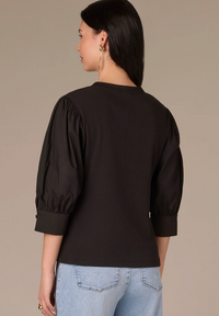 Puff Sleeve Mixed Media Top