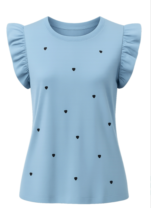 Portia Top Blue w/Hearts