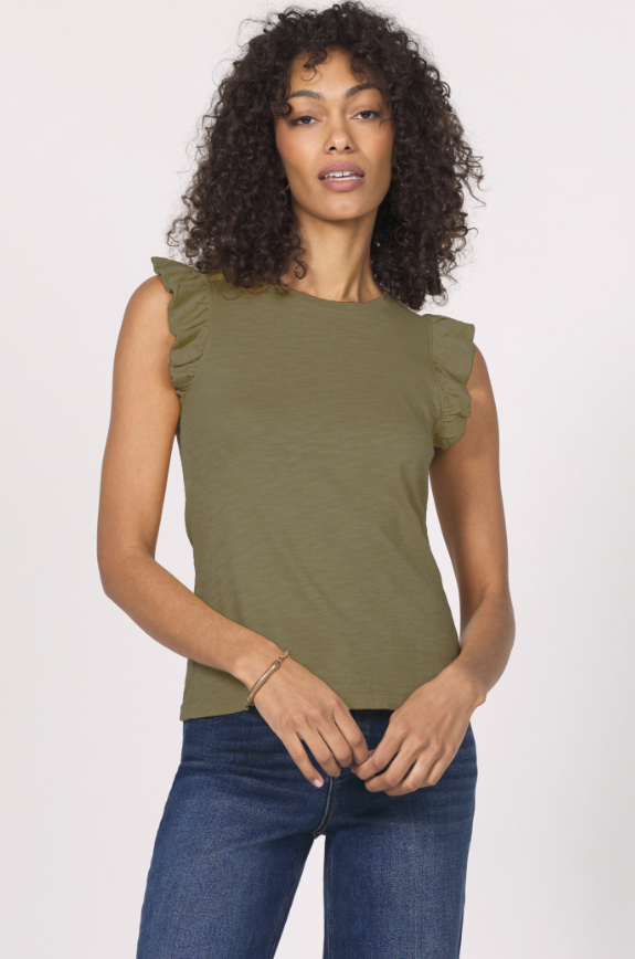 North Ruffle Tank Dark Khaki