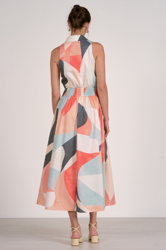Elan Collared Maxi Dress Multi Prism