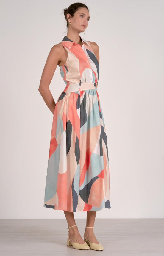 Elan Collared Maxi Dress Multi Prism
