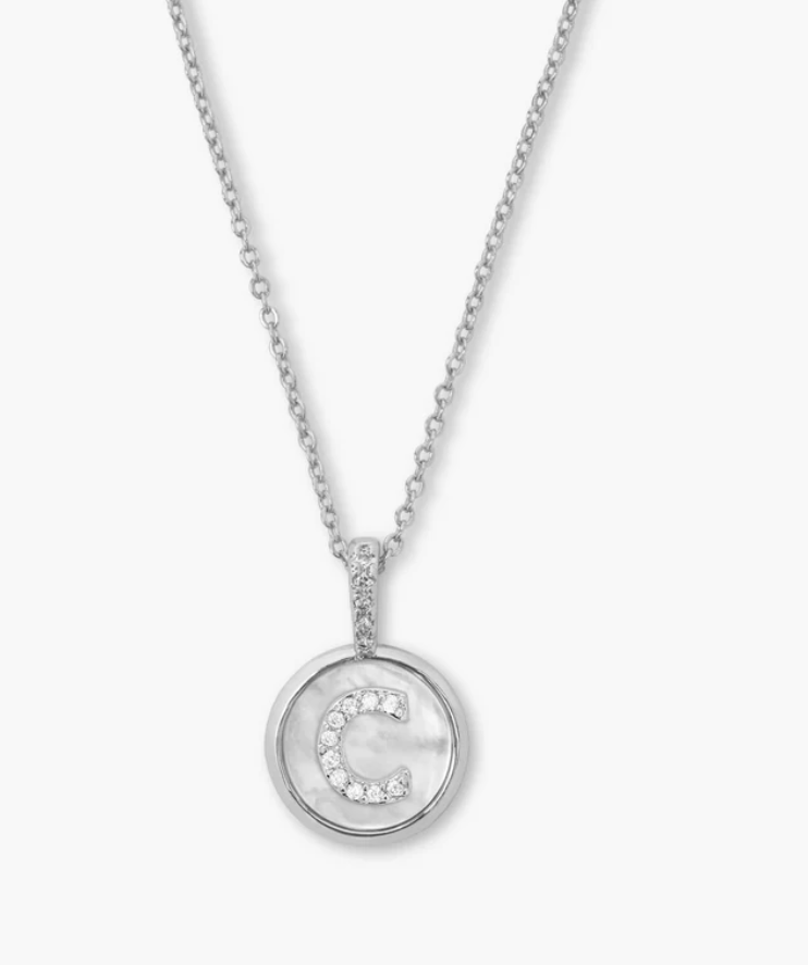 MM Baby Love Letter Initial Necklace-Silver