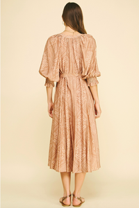 Geometric Print V-Neck Midi Dress