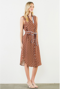 Sleeveless Polka Dot Button Down Dress