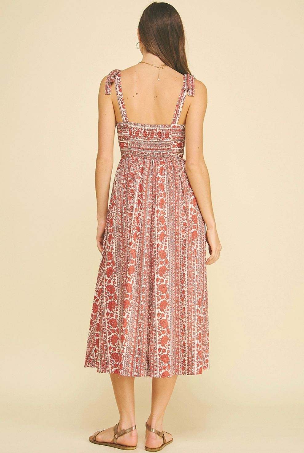 Floral Tie Strap Midi Dress