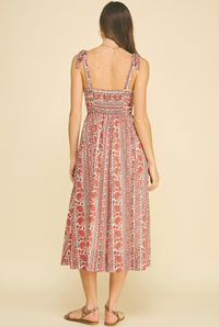 Floral Tie Strap Midi Dress