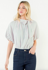 Puff Sleeve Striped Top