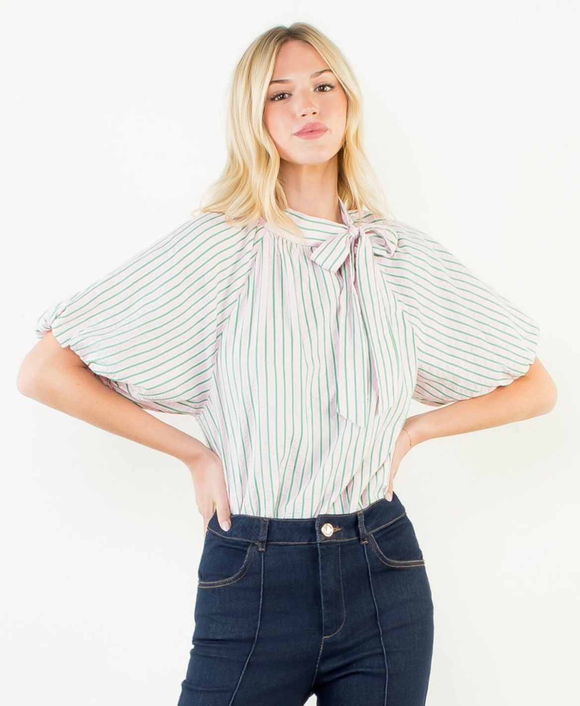 Puff Sleeve Striped Top