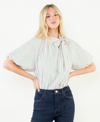 Puff Sleeve Striped Top