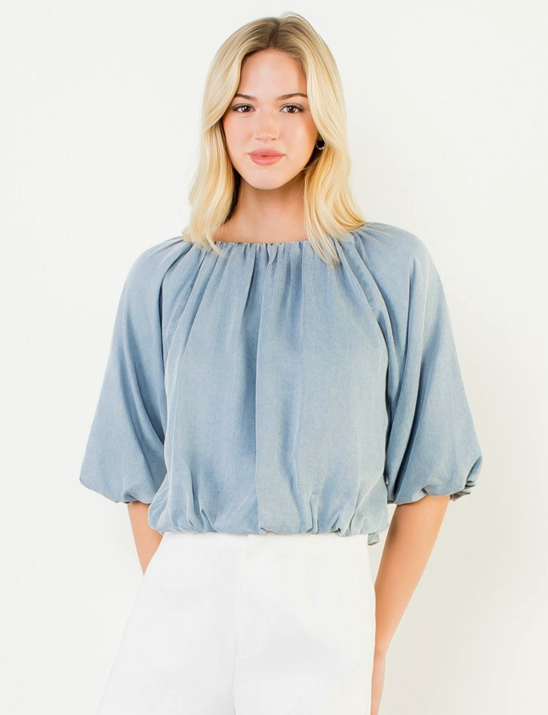 Chambray Bubble Top