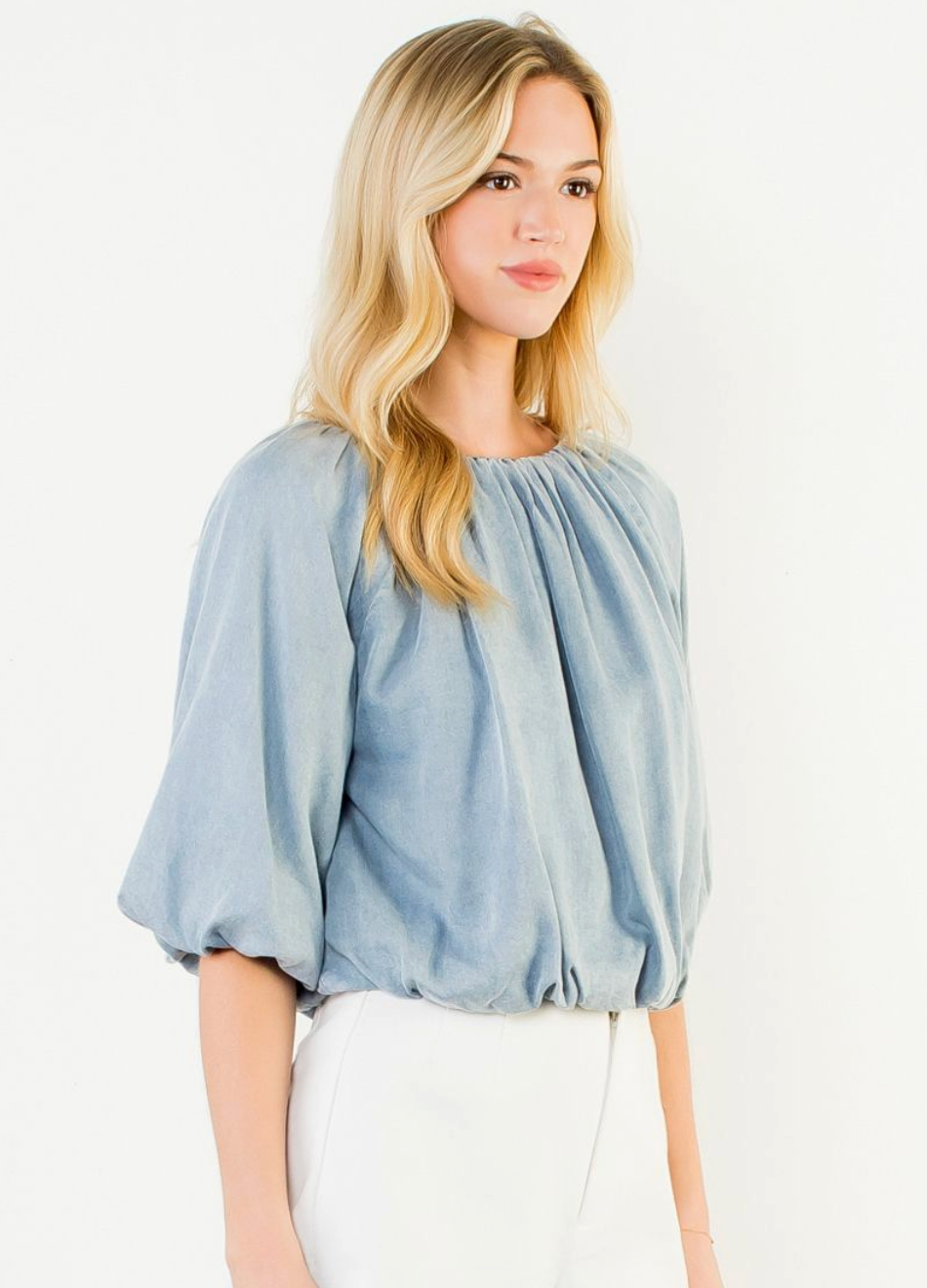 Chambray Bubble Top