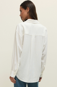 Z Supply Alfie Linen Button Up Shirt-White