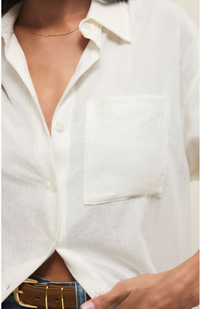 Z Supply Alfie Linen Button Up Shirt-White