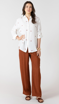 Dex Textured Button Front Blouse