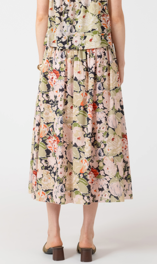 Dex Smocked Waist Midi Skirt