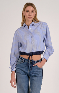 Elan Button Down /Tie Waist top