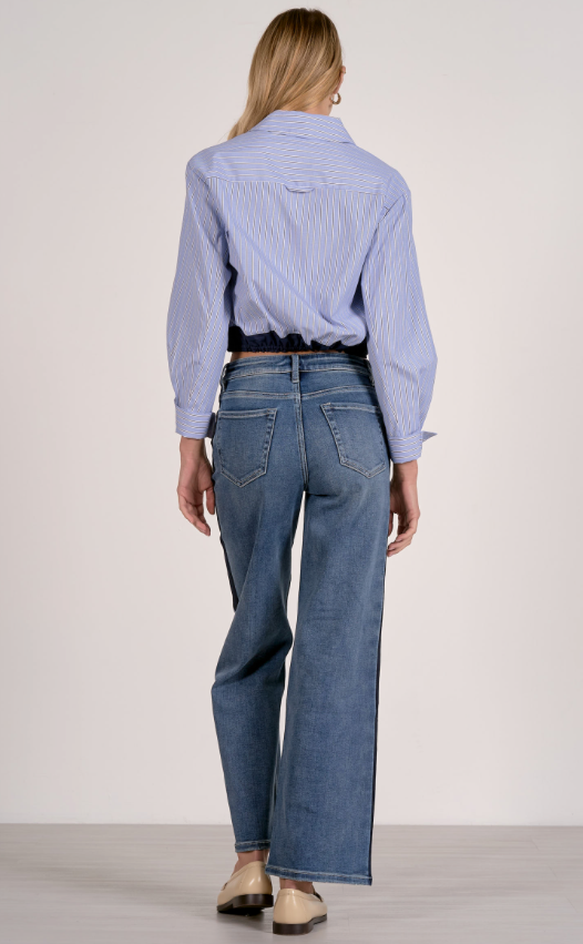 Elan Button Down /Tie Waist top