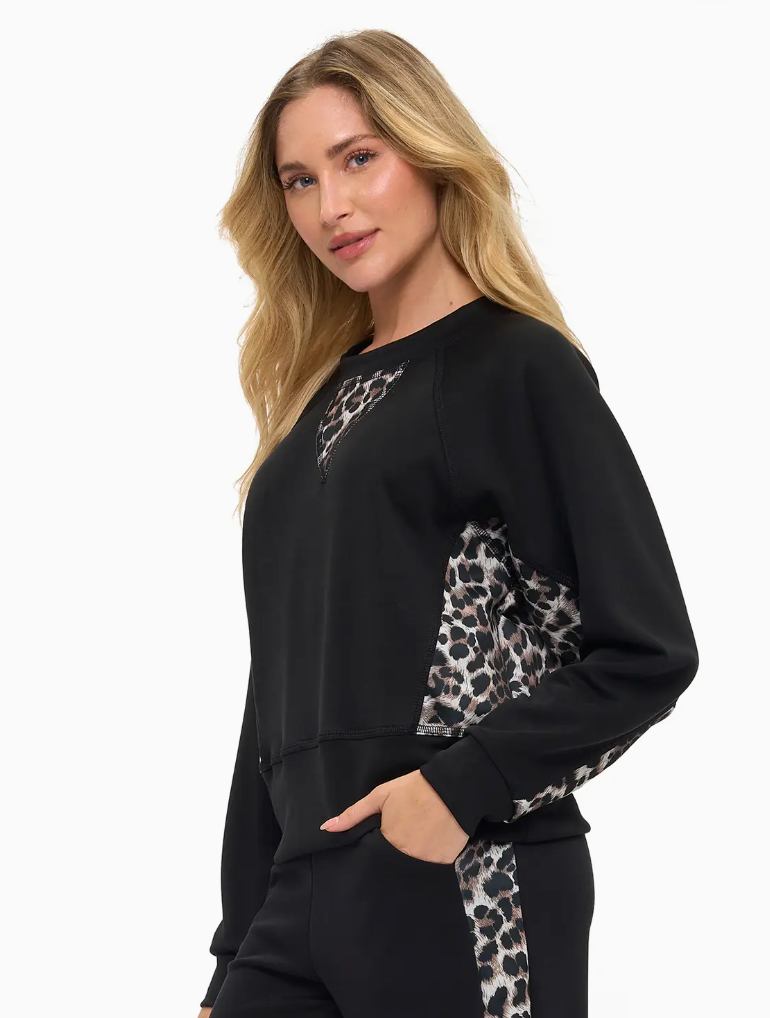 Leopard Scuba Contrast Top