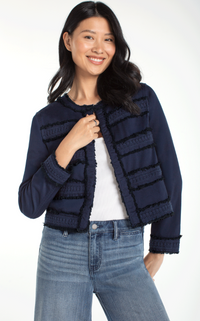 Liverpool Collarless Jacket w/Fray detail