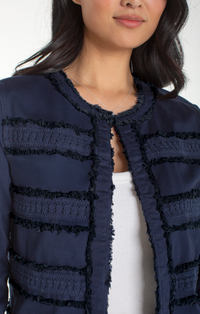 Liverpool Collarless Jacket w/Fray detail