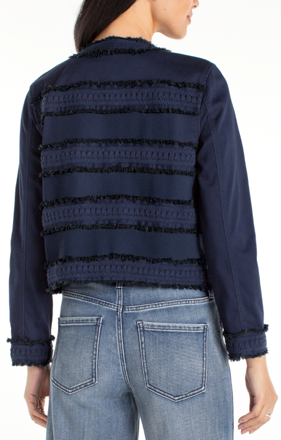 Liverpool Collarless Jacket w/Fray detail