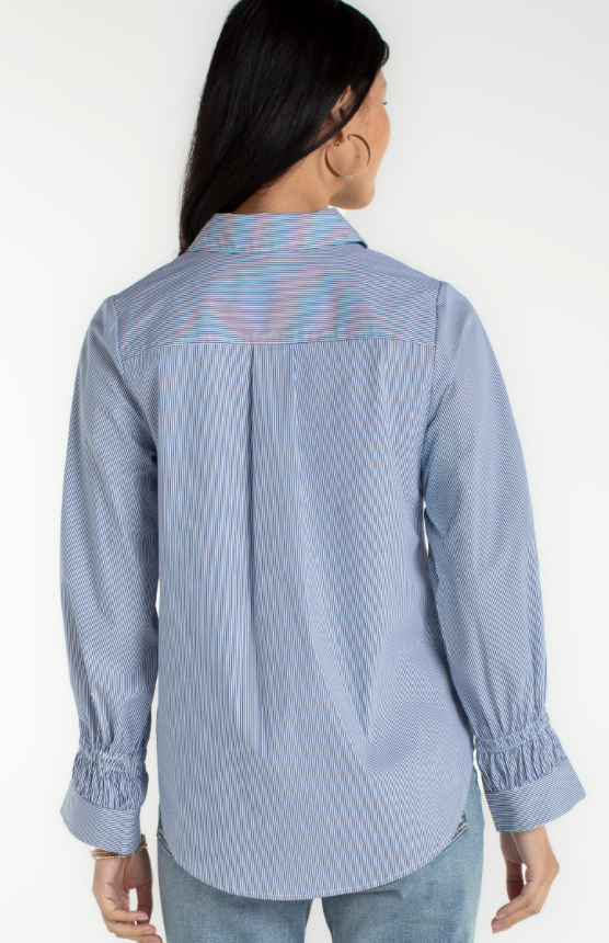Liverpool Adjustable Sleeve Stripe Top