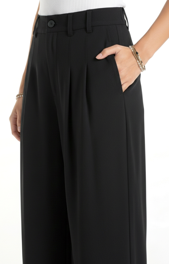 Liverpool Pleated Trouser-Black