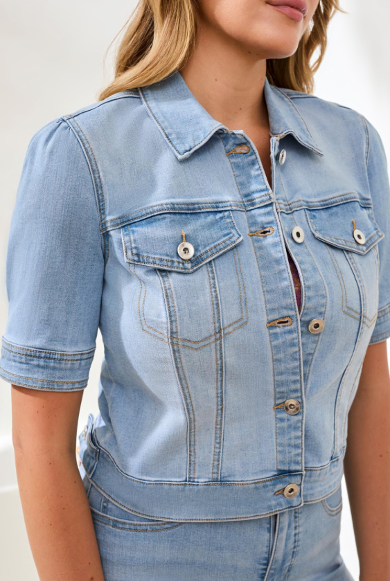 Tribal Elbow Sleeve Denim Jacket