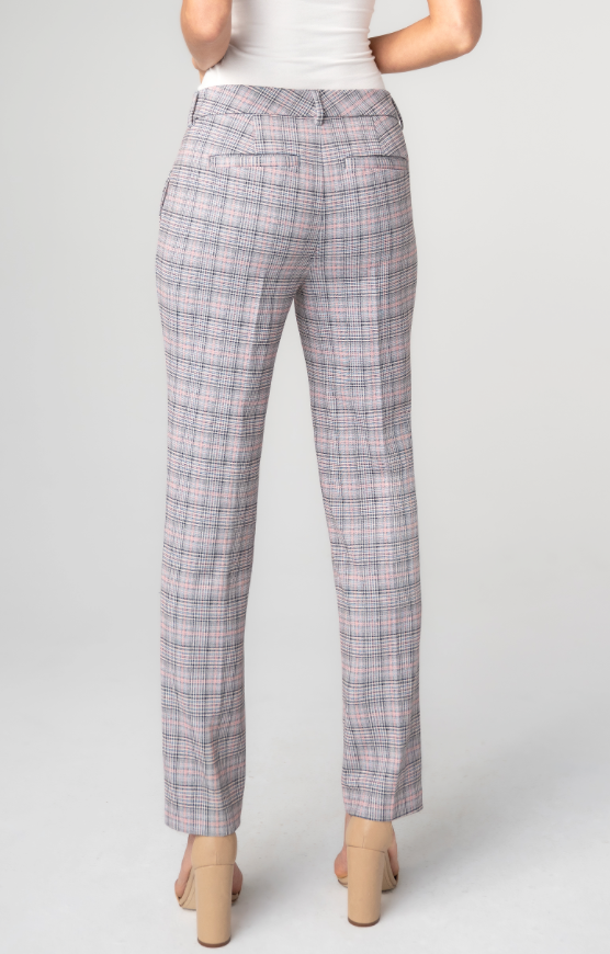 Liverpool Kelsey Trouser -Grey/Blush Plaid