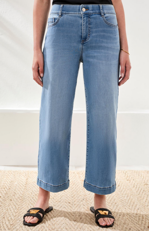 Tribal Wide Crop Jeans-Coastal Blue