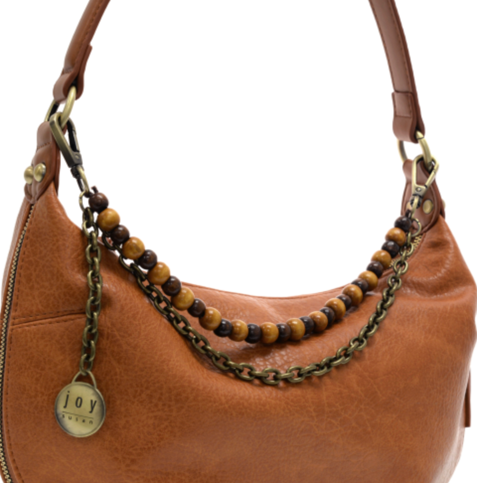 2 Row Wood Bead+Chain Bag Charm