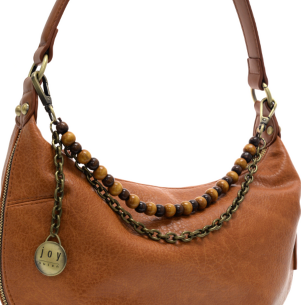 2 Row Wood Bead+Chain Bag Charm