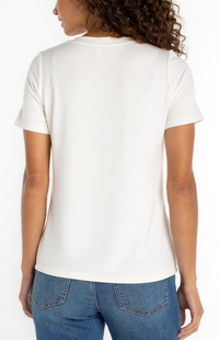 Liverpool V-neck Knit Tee French Cream