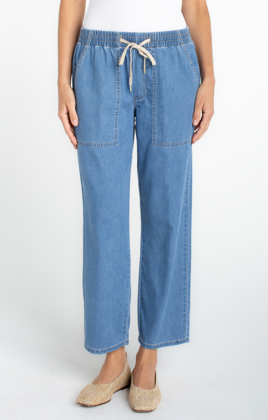 Liverpool Easy Pull On Crop Pant-desert sky