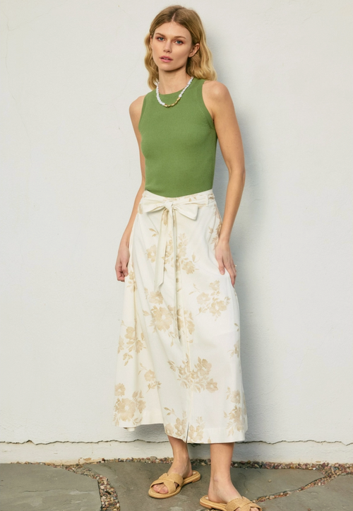 Button Placket A-Line Midi Skirt