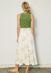 Button Placket A-Line Midi Skirt