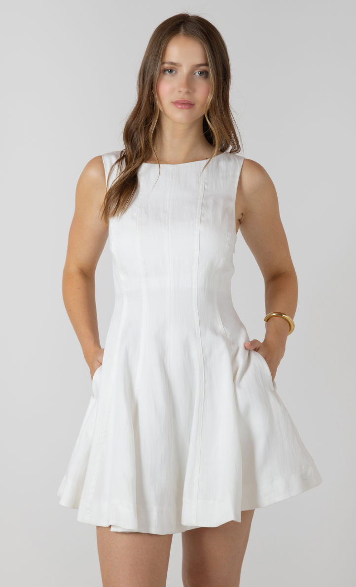 Dex Fit & Flare Dress-White