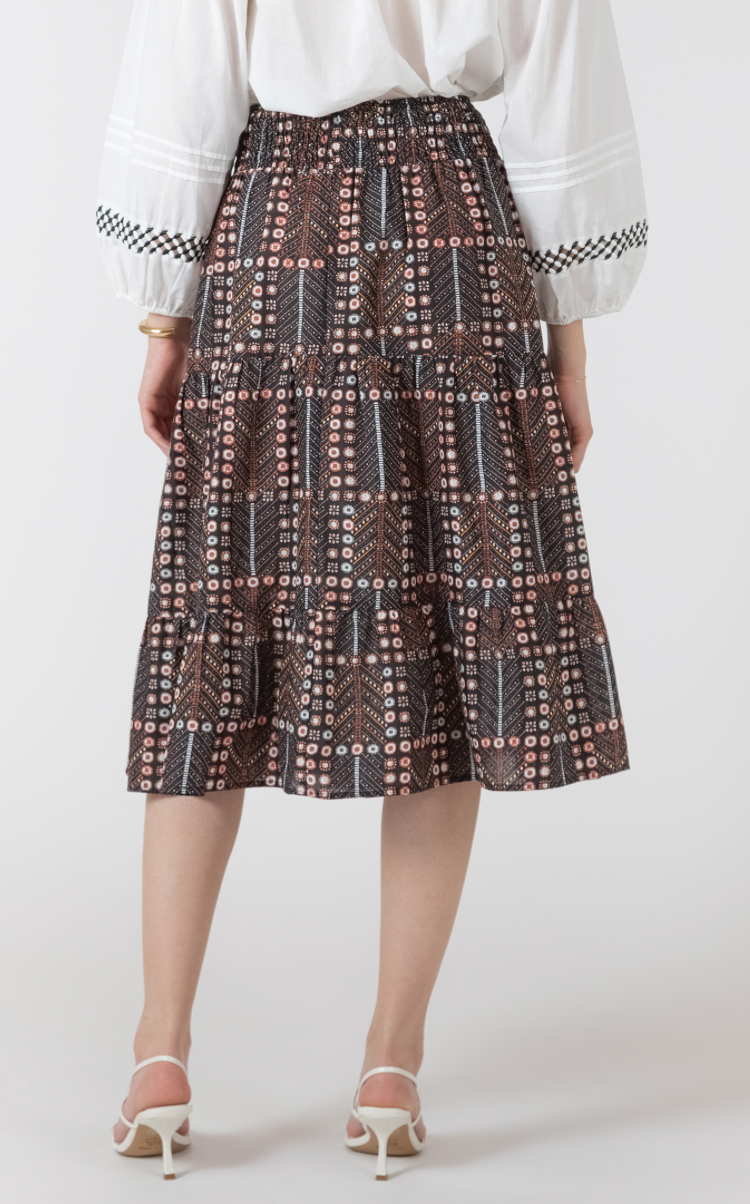 Dex Smocked Waist Midi Skirt
