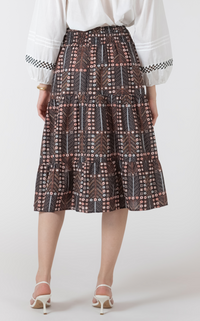 Dex Smocked Waist Midi Skirt
