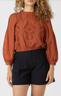 Dex Lace Detailed Blouse-Terracotta